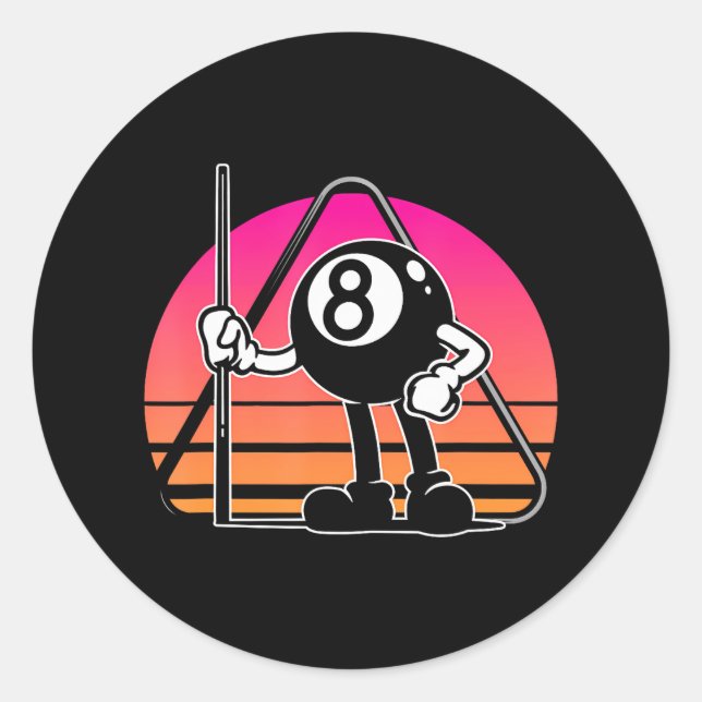 Sticker Rond Billard Snooker Billard 8 Ball Player Cue (Devant)