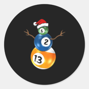 Sticker Rond Billard Snowman de Noël avec billard billard bill