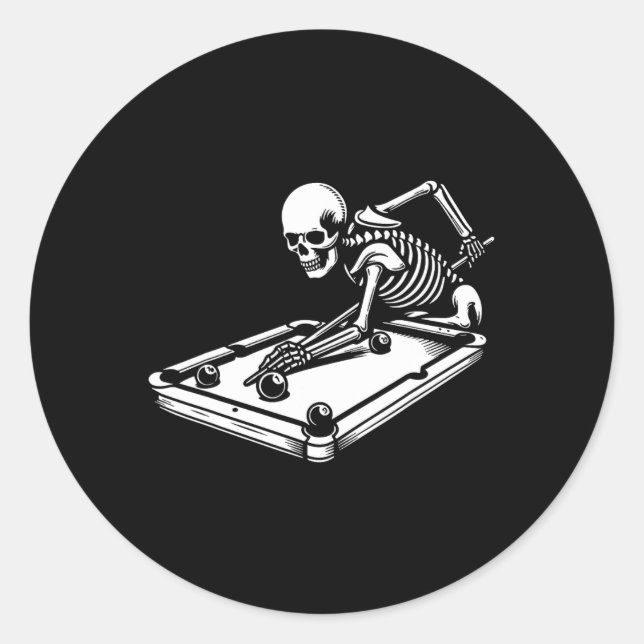 Sticker Rond Billard squelette billard snooker de la piscine d' (Devant)