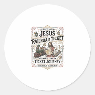Sticker Rond Billet de train Jésus Voyage Billet de train Jésus