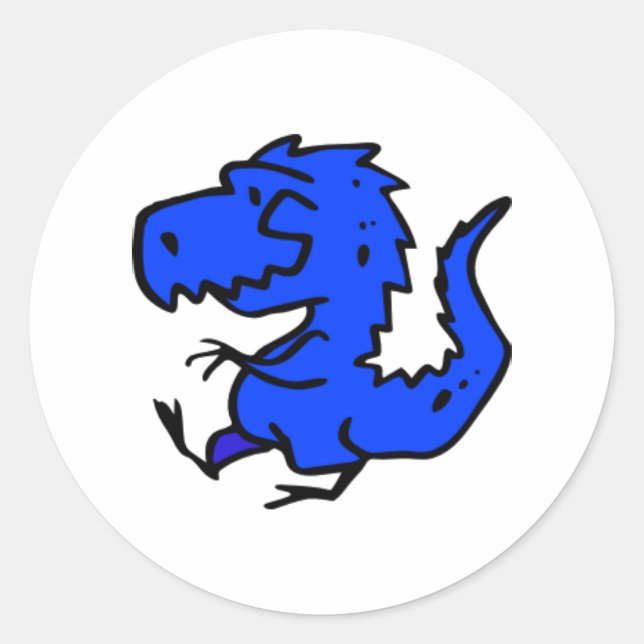 STICKER ROND BILLETS DE DINOSAUR BLEU (Devant)