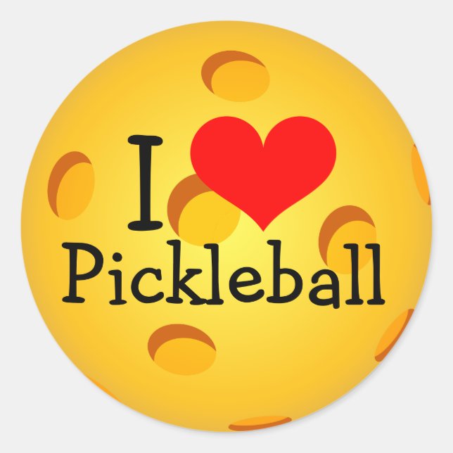 Sticker Rond BILLETS DE PICKLEBALL - "I Love Pickleball" (Devant)