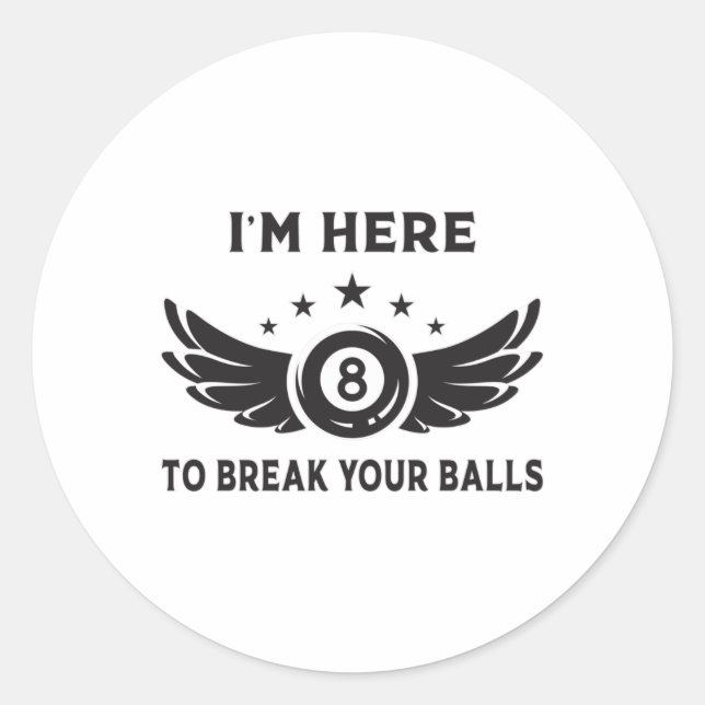 Sticker Rond Billiard 8 Ball Snooker Billiards Drôle Idée cadea (Devant)