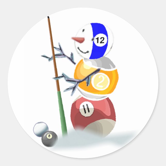 Sticker Rond Billiard Ball Snowman Noël (Devant)