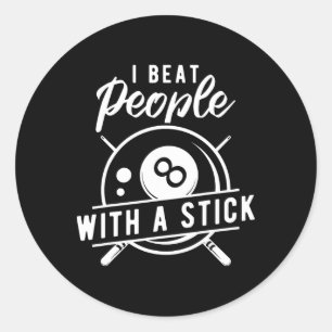 Sticker Rond Billiard Battre Les Gens Avec Un Bâton Drôle Billi