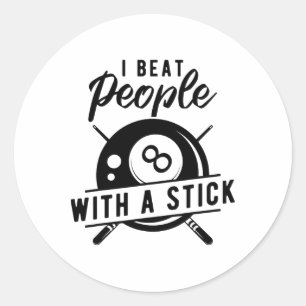 Sticker Rond Billiard Battre Les Gens Avec Un Bâton Drôle Billi