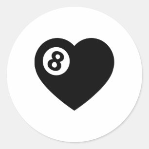 Sticker Rond Billiard Heart Love Pool Joueur Valentine Sondage 