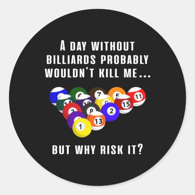 Sticker Rond Billiard Snooker Pool Billiards 8 Ball Funny Gift (Devant)