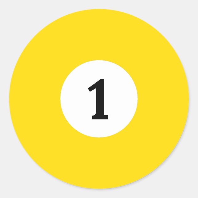 Sticker Rond Billiard Solide Boule Jaune 1 (Devant)