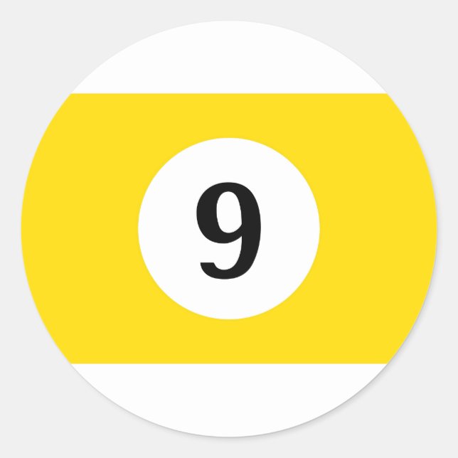Sticker Rond Billiard Stripes Bal Jaune 9 (Devant)