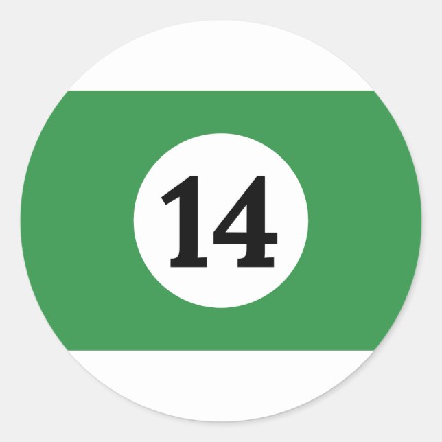 Sticker Rond Billiard Stripes Green Ball 14 (Devant)