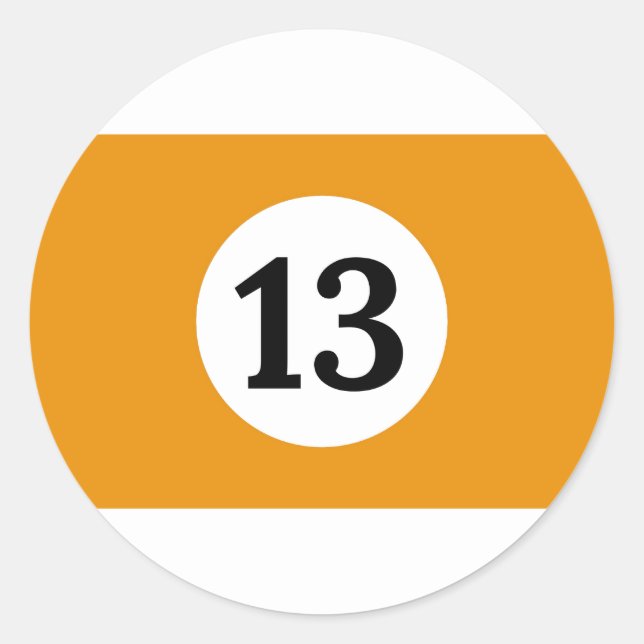 Sticker Rond Billiard Stripes Orange Ball 13 (Devant)