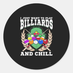 Sticker Rond Billiards Player   Play Billiards And Chill