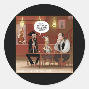 Sticker Rond Billy The Kid ? Dessin Animé de Chèvre Drôle