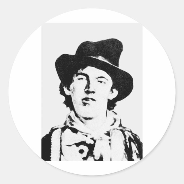 Sticker Rond Billy The Kid ~ William H. Bonney / Outlaw (Devant)