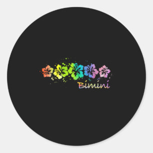 Sticker Rond Bimini, Bahamas Watercolor Beach & Surf