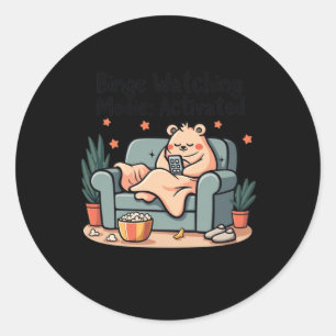 Sticker Rond Binge Regarder Modie Activé Funny Movie Maratho