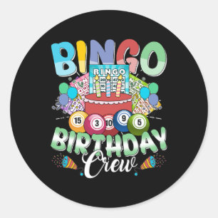 Sticker Rond Bingo Anniversaire Équipe Joueur de Bingo Vintage