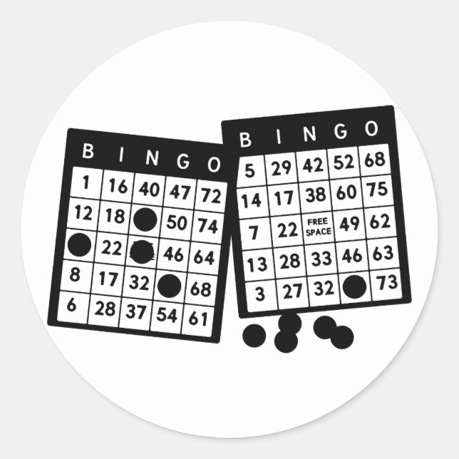 Sticker Rond Bingo cartes jetons jeu illustration (Devant)