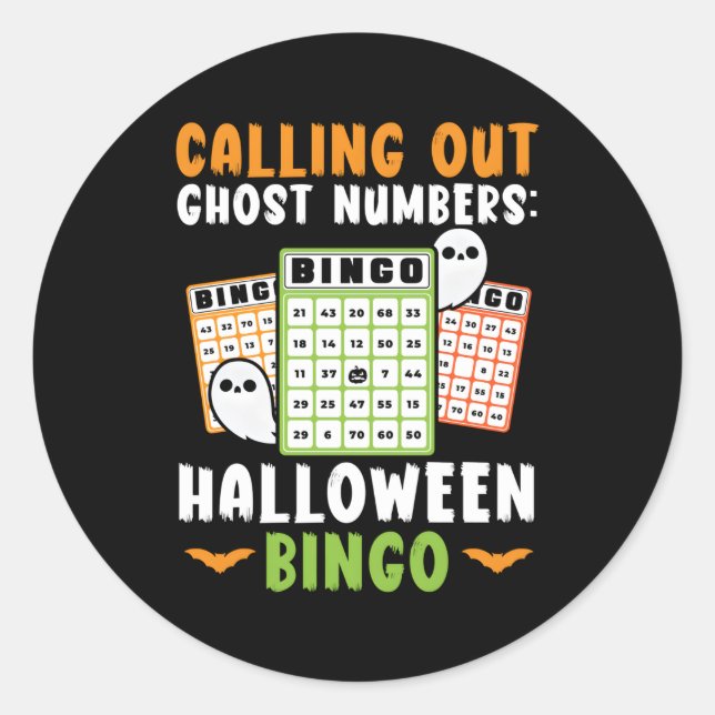 Sticker Rond Bingo Halloween Tri Ou Traiter Bingo Joueur Bingo (Devant)