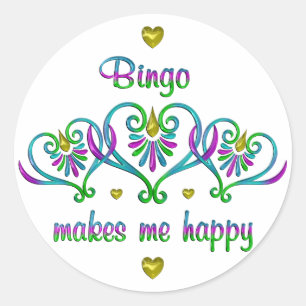 Sticker Rond Bingo Makes Me Happy