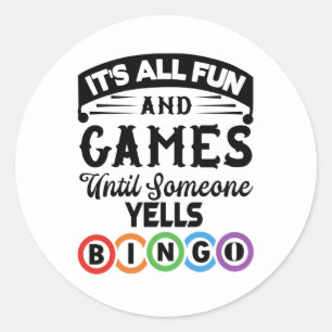 Sticker Rond Bingo mot art jeu