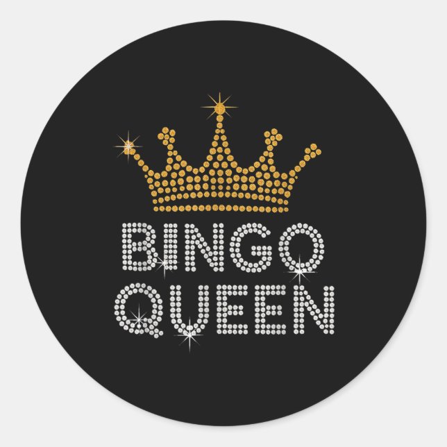 Sticker Rond Bingo Queen Bingo Player Game Party Funny Women Gi (Devant)