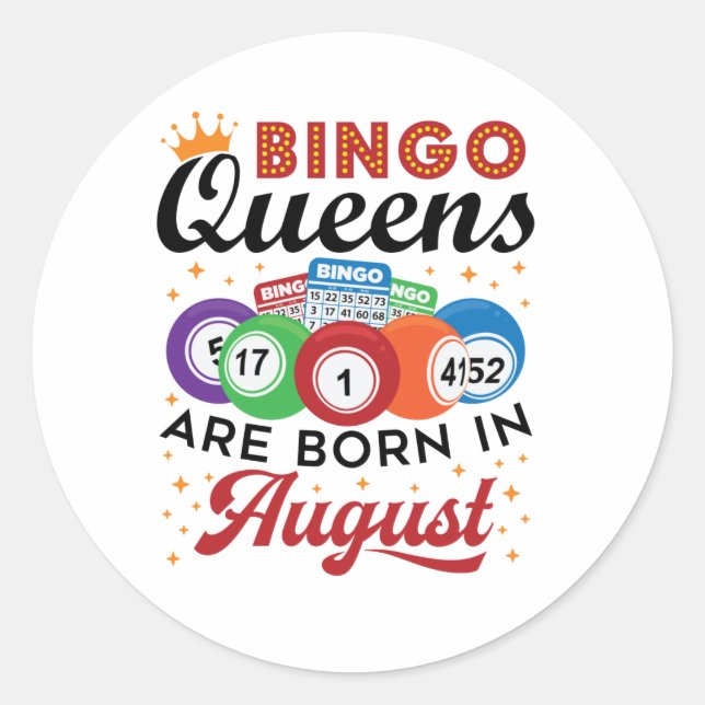 Sticker Rond Bingo Queens Are Born in August (Devant)