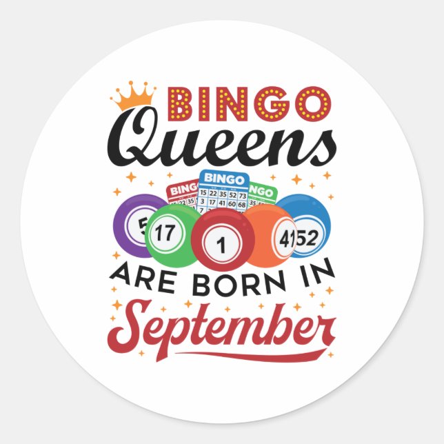 Sticker Rond Bingo Queens Are Born in Septembre (Devant)