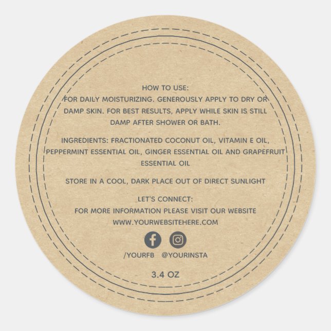 Sticker Rond Bio d'entreprise Beauté Ingrédients de produit Kra (Devant)