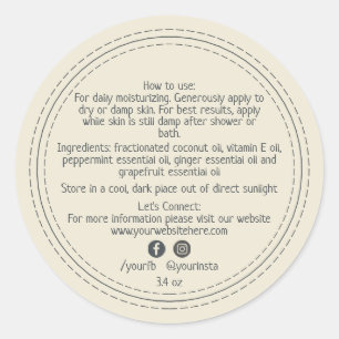 Sticker Rond Bio d'entreprise Beauté Produit Ingrédient Antique