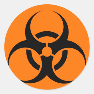 Sticker Rond Bio risque ou orange de avertissement de symbole