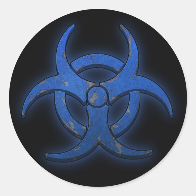 Sticker Rond Biodanger bleu (Devant)