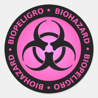 Sticker Rond Biodangerosité rose