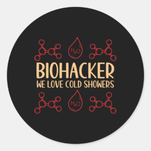 Sticker Rond Biohacker We Love Cold Showers Biohacking Medicine