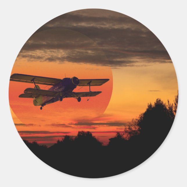 Sticker Rond biplane (Devant)