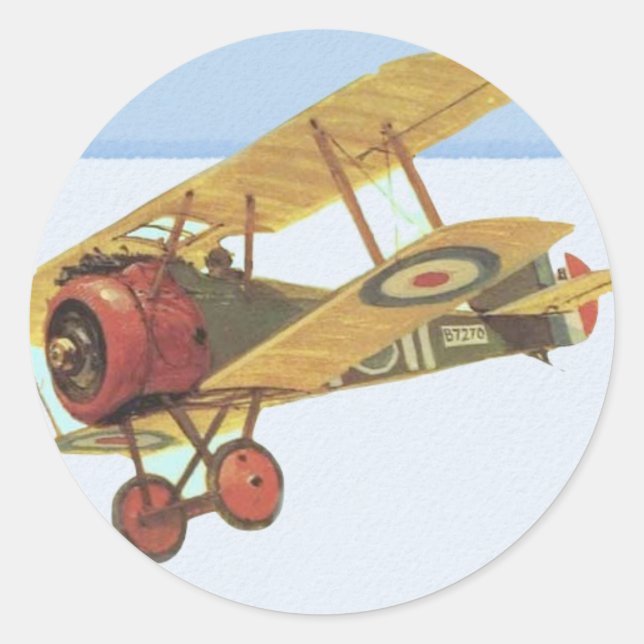 Sticker Rond Biplane jaune (Devant)