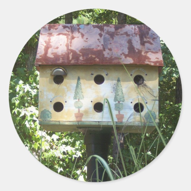 Sticker Rond Birdhouse au soleil (Devant)