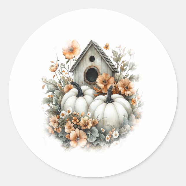 Sticker Rond Birdhouse Shirt Country Citrouille (Devant)