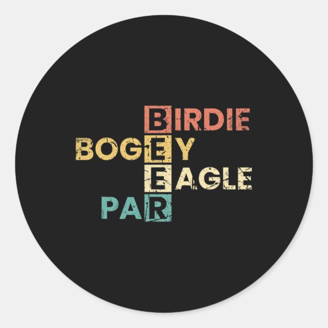 Sticker Rond Birdie Bogey Eagle Par Beer Funny Golf Player Golf (Devant)