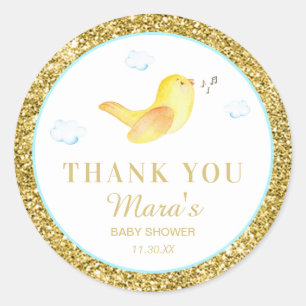 Sticker Rond *~* Birdie Parties scintillant Sky Baby shower Mer