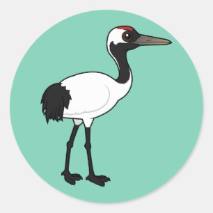 Sticker Rond Birdorable Rouge-a couronné la grue