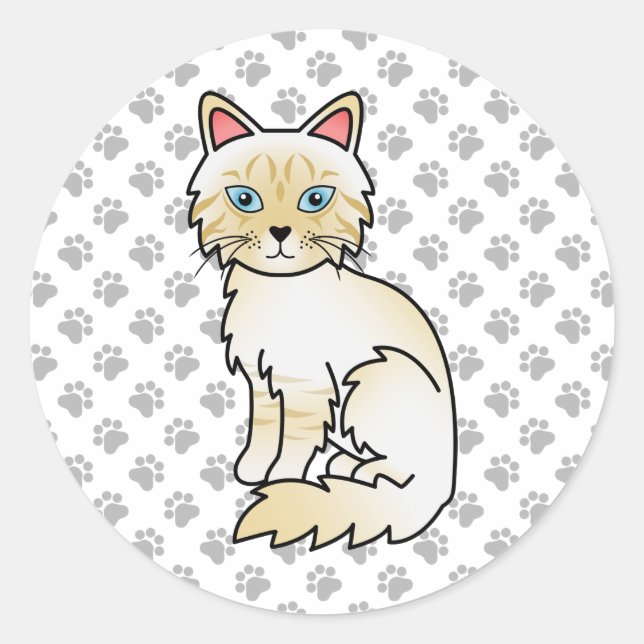 Sticker Rond Birman / Ragdoll tabby crème Point Chats & Pattes  (Devant)