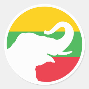 Sticker Rond Birmanie Ephène asiatique Birman Animal national