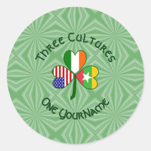 Sticker Rond Birmanie Myanmar Irlandais USA Trèfle Personnalisé