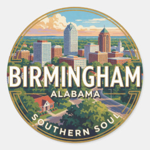 Sticker Rond 🏙️ Birmingham Alabama Évasion de Ville du Sud 🌿