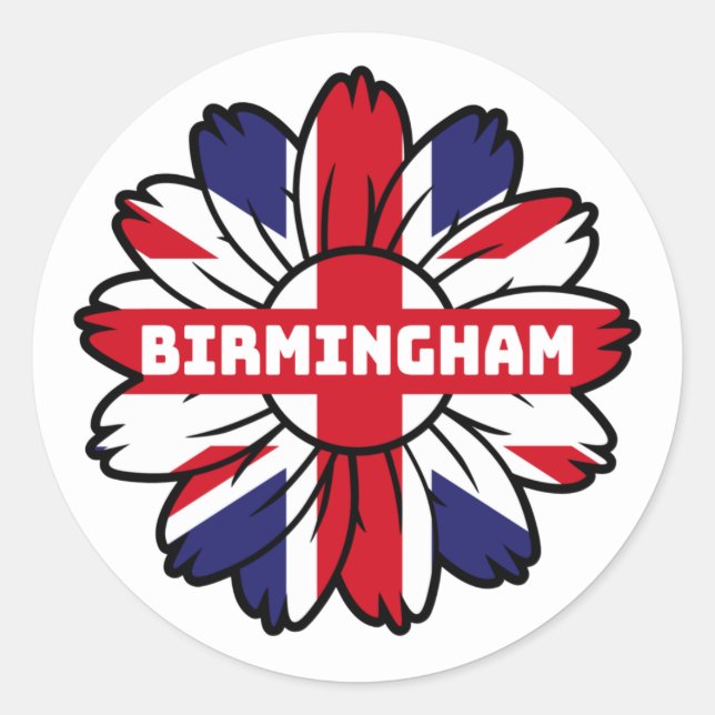 Sticker Rond Birmingham Union Jack Sunflower British Pride (Devant)