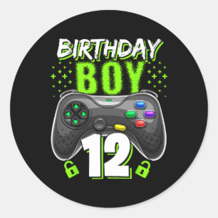 Sticker Rond Birthday Boy 12 Video Game Controller 12e B