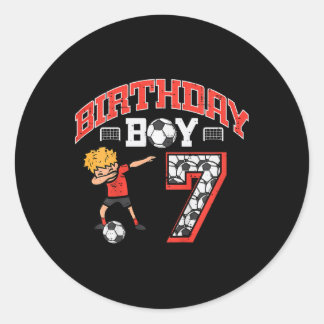 Sticker Rond Birthday Boy 7 Soccer Dab 7th Seven Year Old Bday 