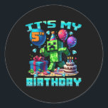Sticker Rond Birthday Boy Son 5e Anniversaire Gamer Pixel Numér<br><div class="desc">Birthday Boy Son 5 Anniversaire Gamer Pixel Numéro</div>